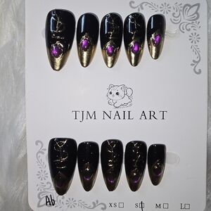 Black And Gold Little Purle ysl Nail Set